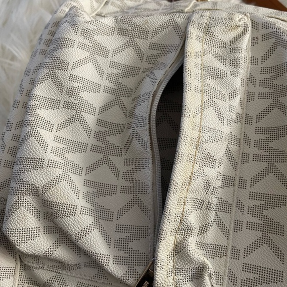 Michael Kors Beige Monogram jet set‎ signature backpack vanilla large leather - Picture 10 of 16